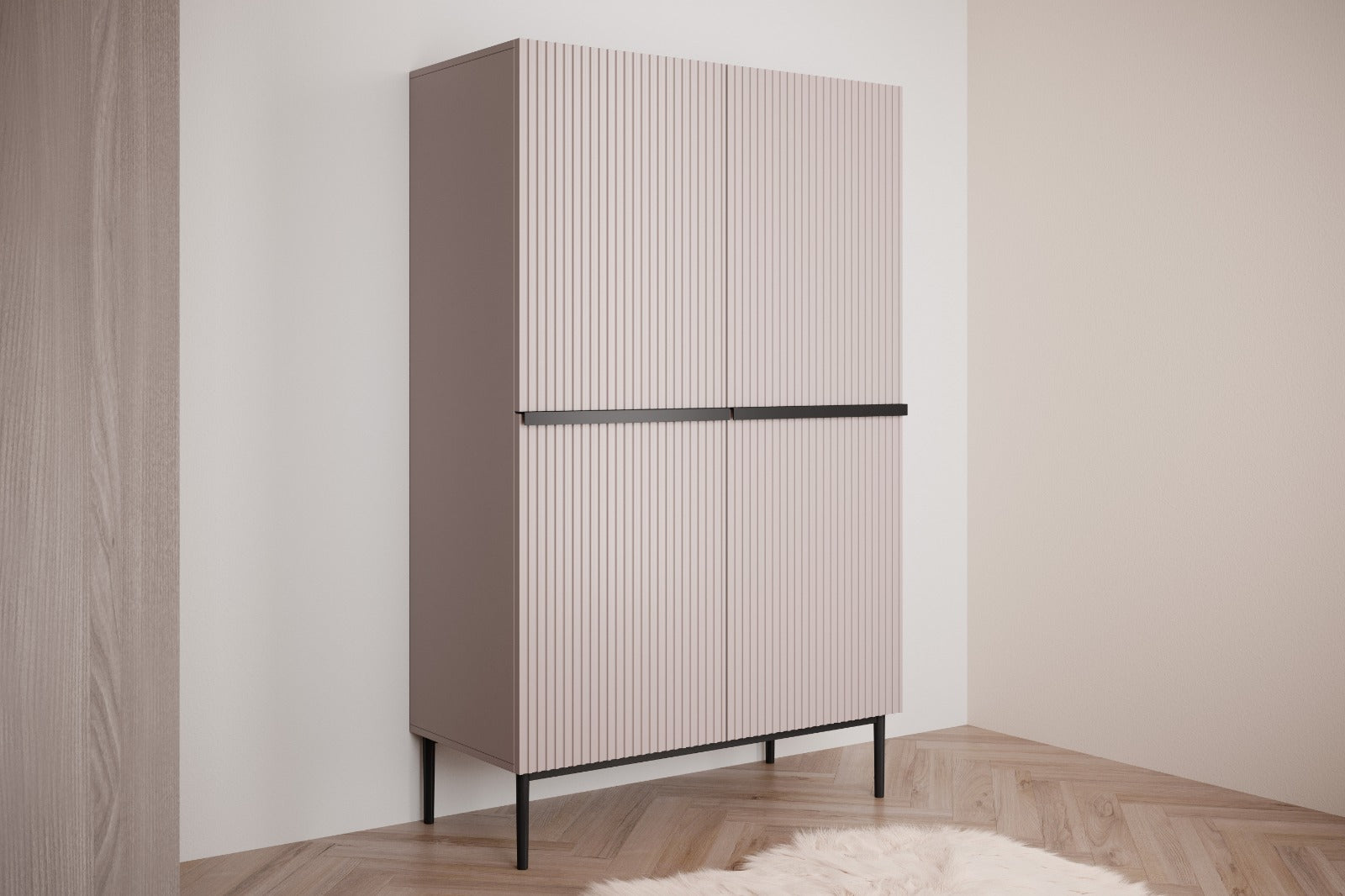 Buffet 2 portes 100 x 160 cm Nicole avec pied en métal noir