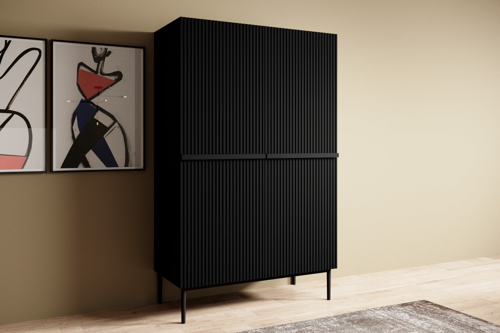 Buffet 2 portes 100 x 160 cm Nicole avec pied en métal noir