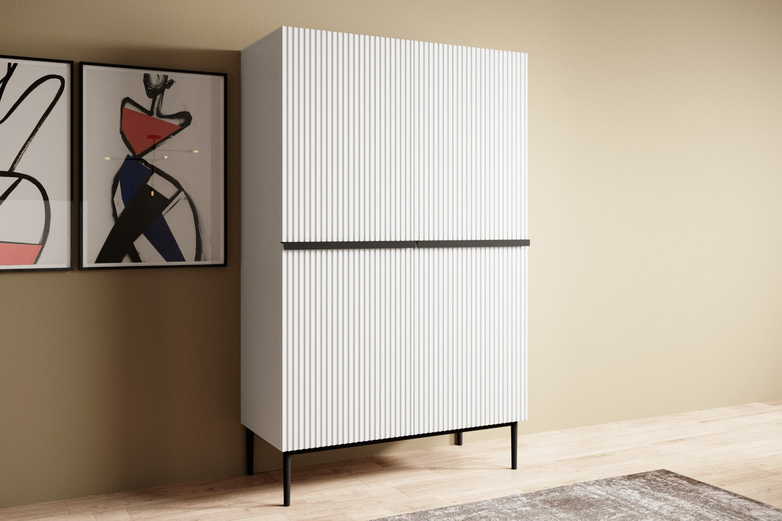 Buffet 2 portes 100 x 160 cm Nicole avec pied en métal noir
