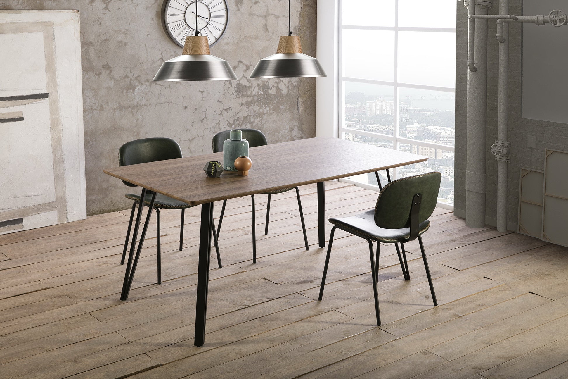 Lot de 2 chaises 45x48 h52 cm Tatorba en éco-cuir vert