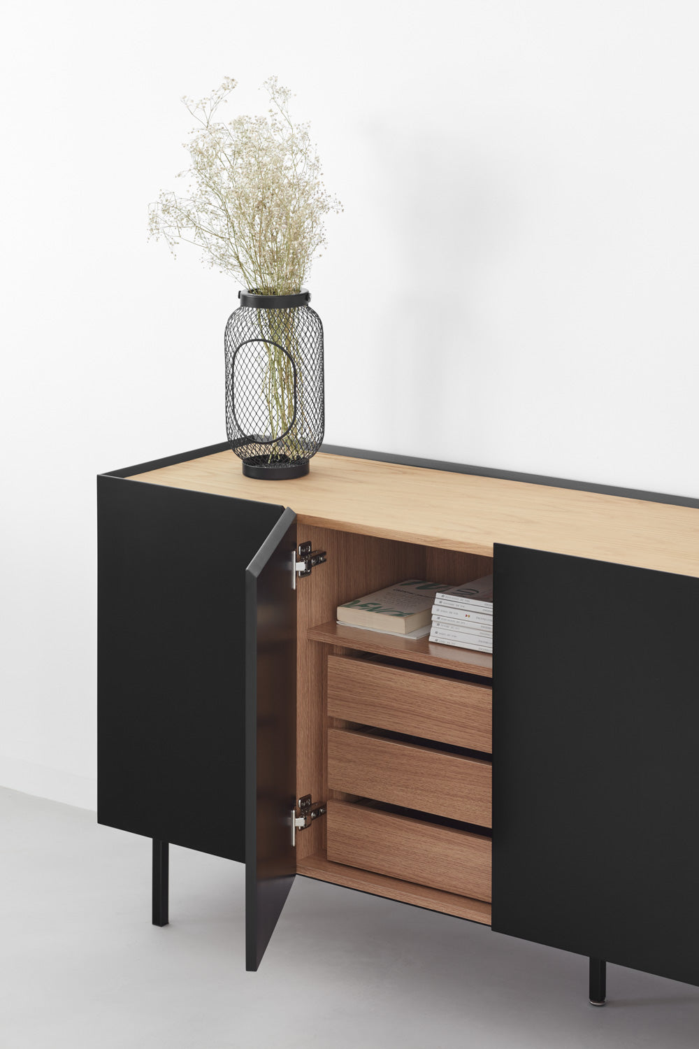 Buffet 4 portes 165x40 cm Arista de Teulat noir