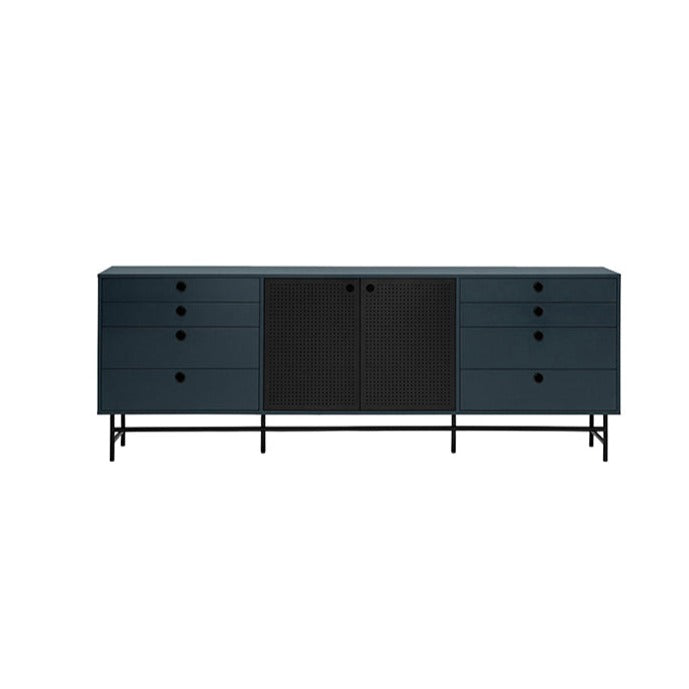 Buffet 8 tiroirs 2 portes 212x47 cm Punto de Teulat bleu