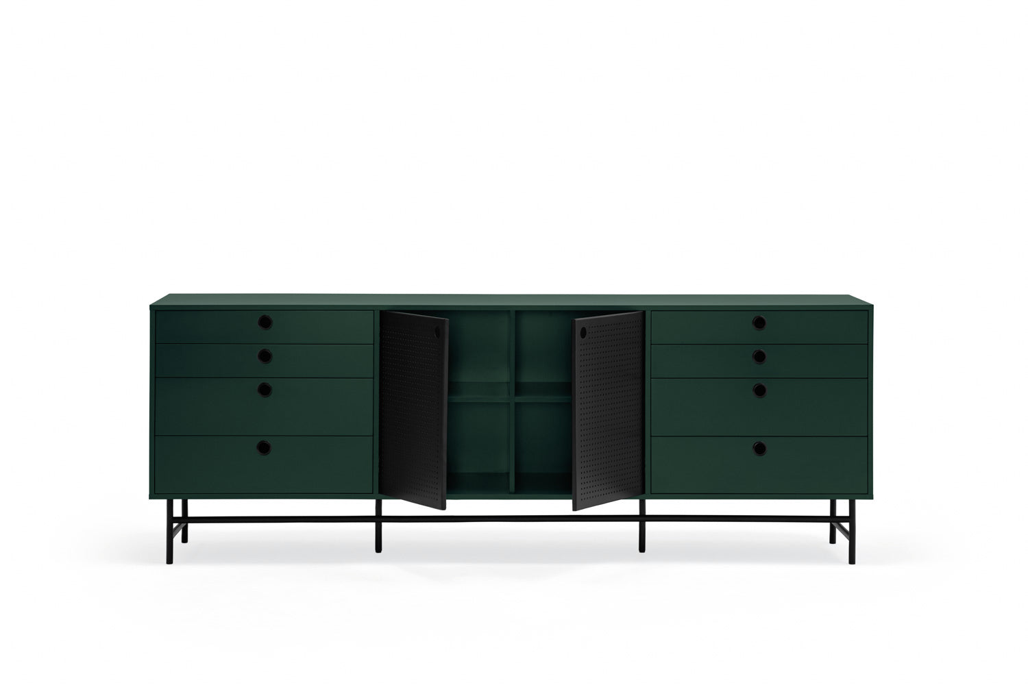 Buffet 8 tiroirs 2 portes 212x47 cm Punto de Teulat vert