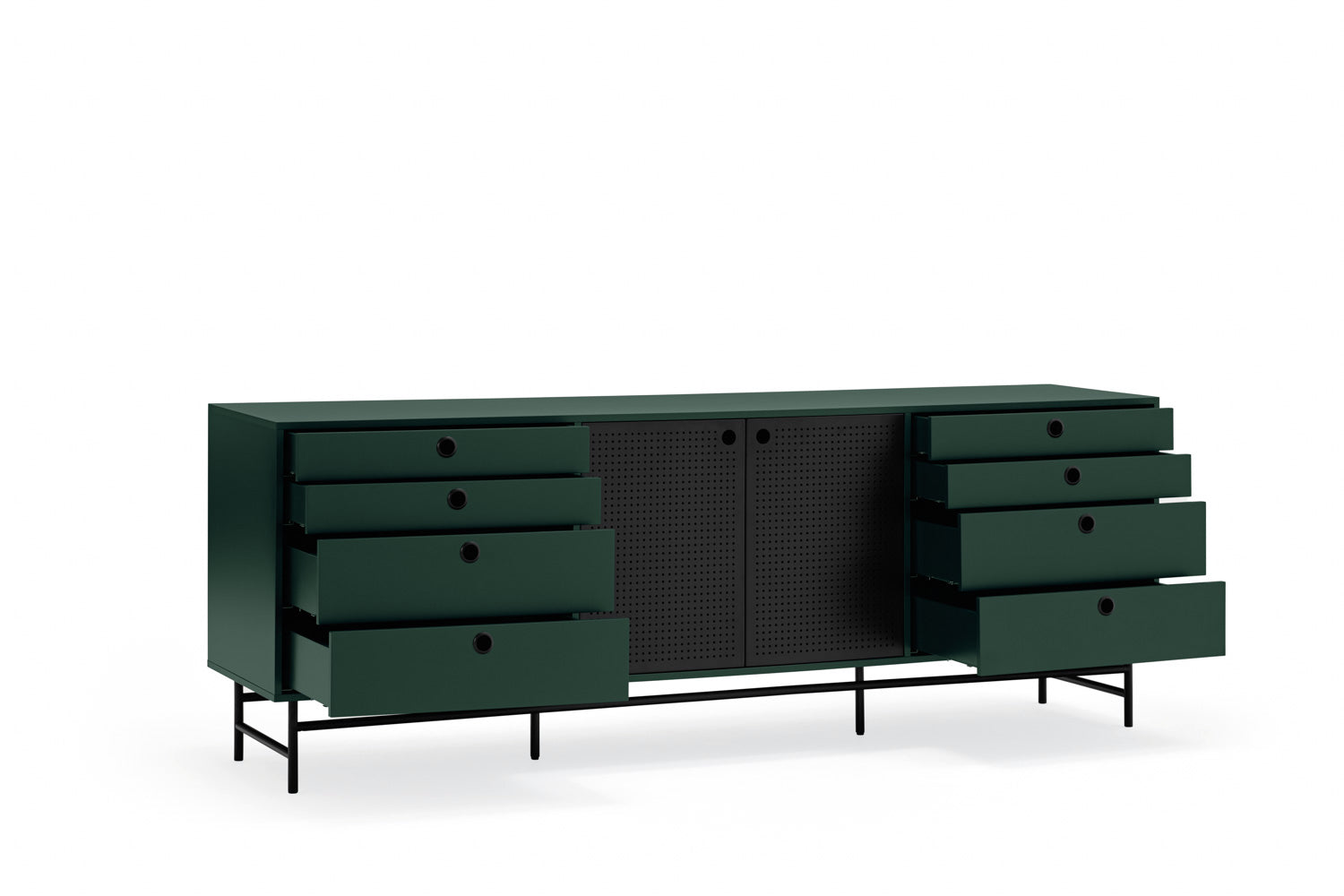 Buffet 8 tiroirs 2 portes 212x47 cm Punto de Teulat vert