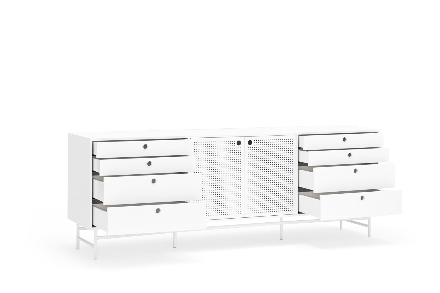 Buffet 8 tiroirs 2 portes 212x47 cm Punto de Teulat blanc