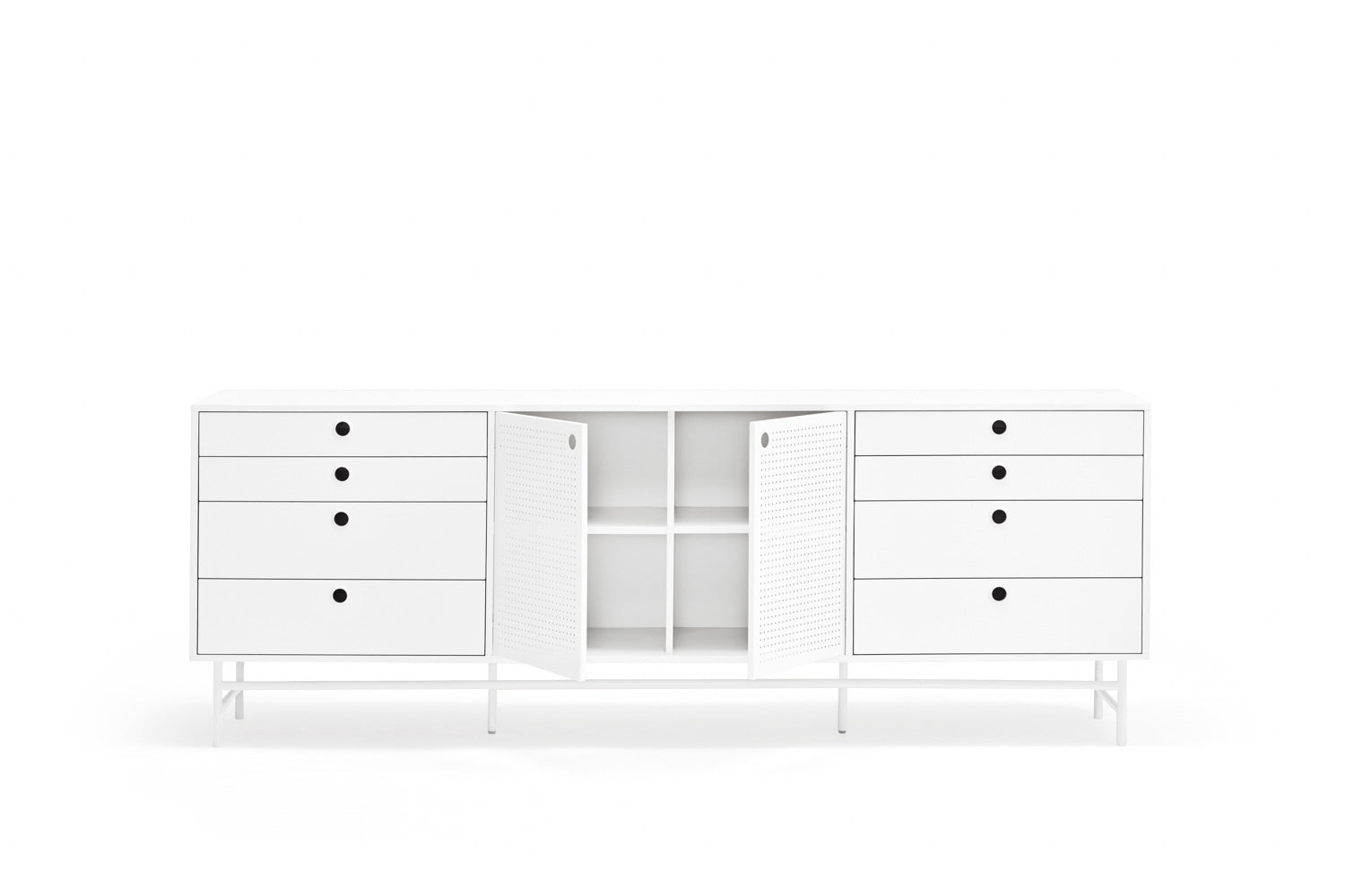 Buffet 8 tiroirs 2 portes 212x47 cm Punto de Teulat blanc
