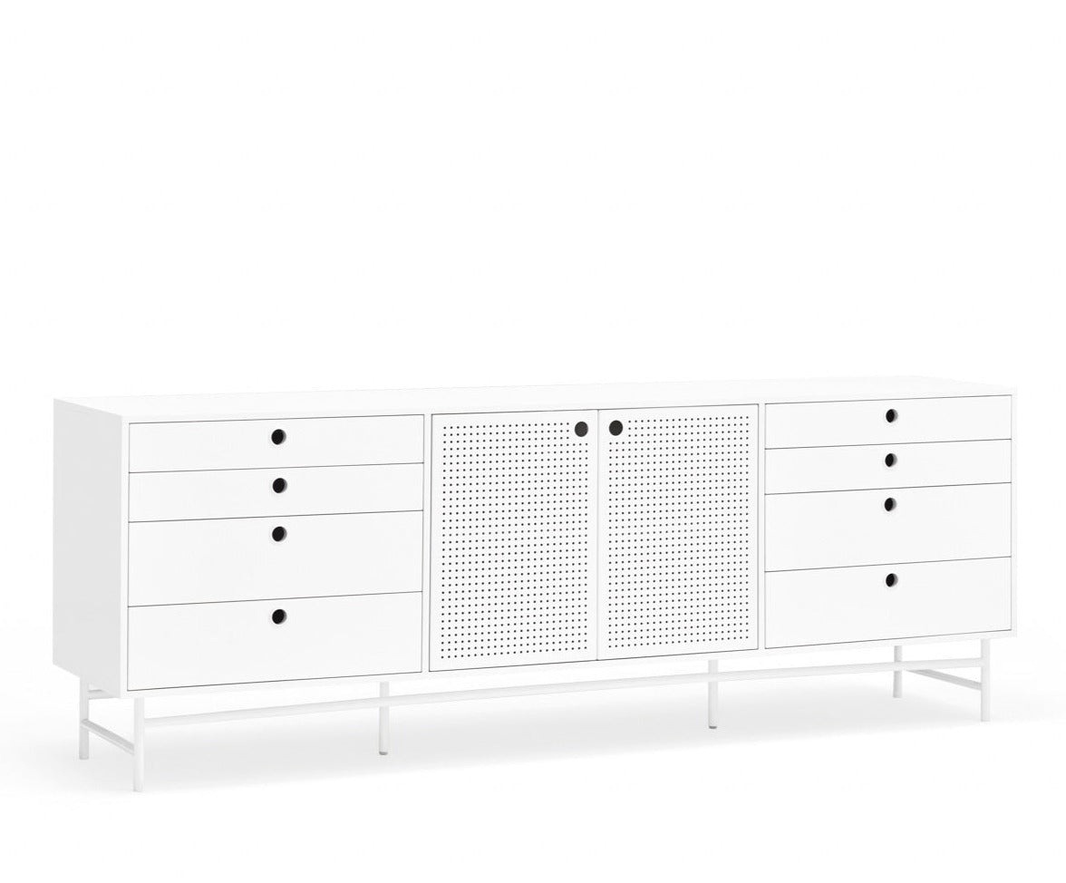 Buffet 8 tiroirs 2 portes 212x47 cm Punto de Teulat blanc