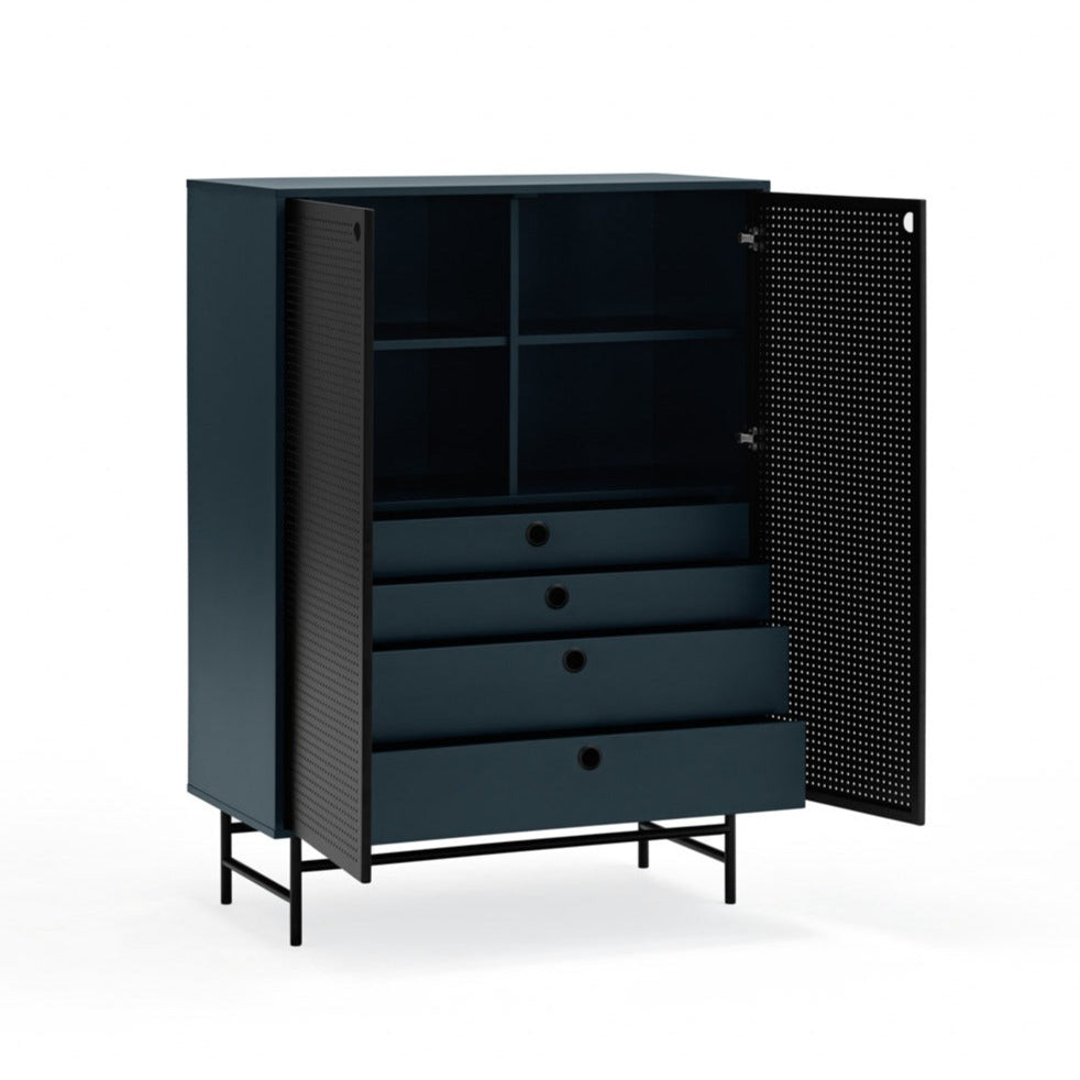 Buffet 2 portes 93x130 cm Punto de Teulat bleue