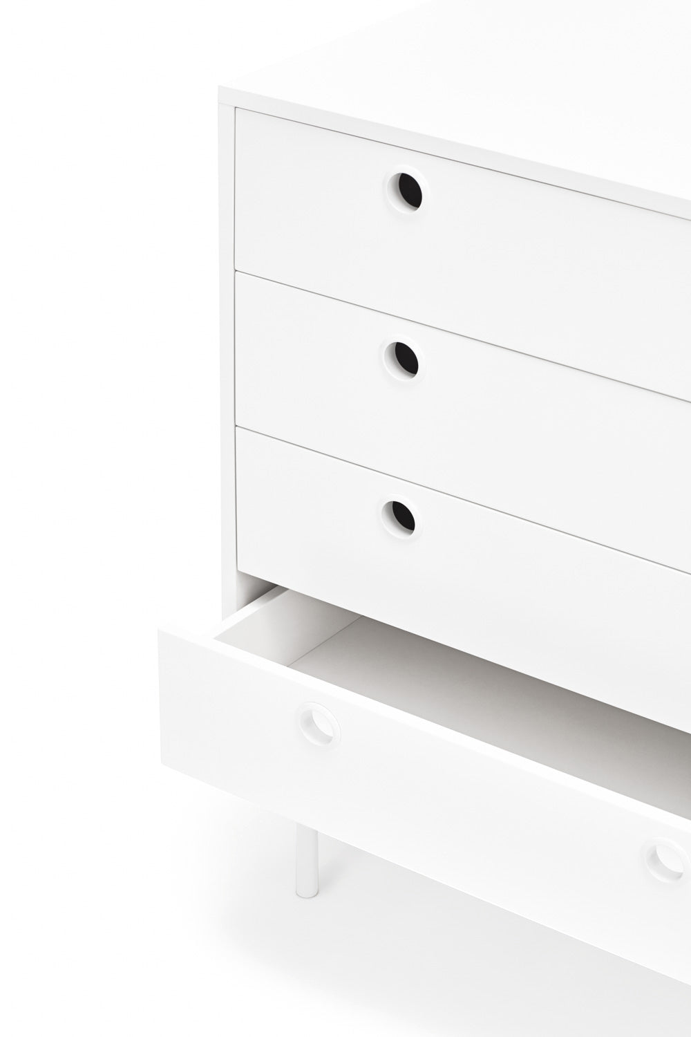 Commode 4 tiroirs 1 porte 97x45 cm Punto de Teulat blanche