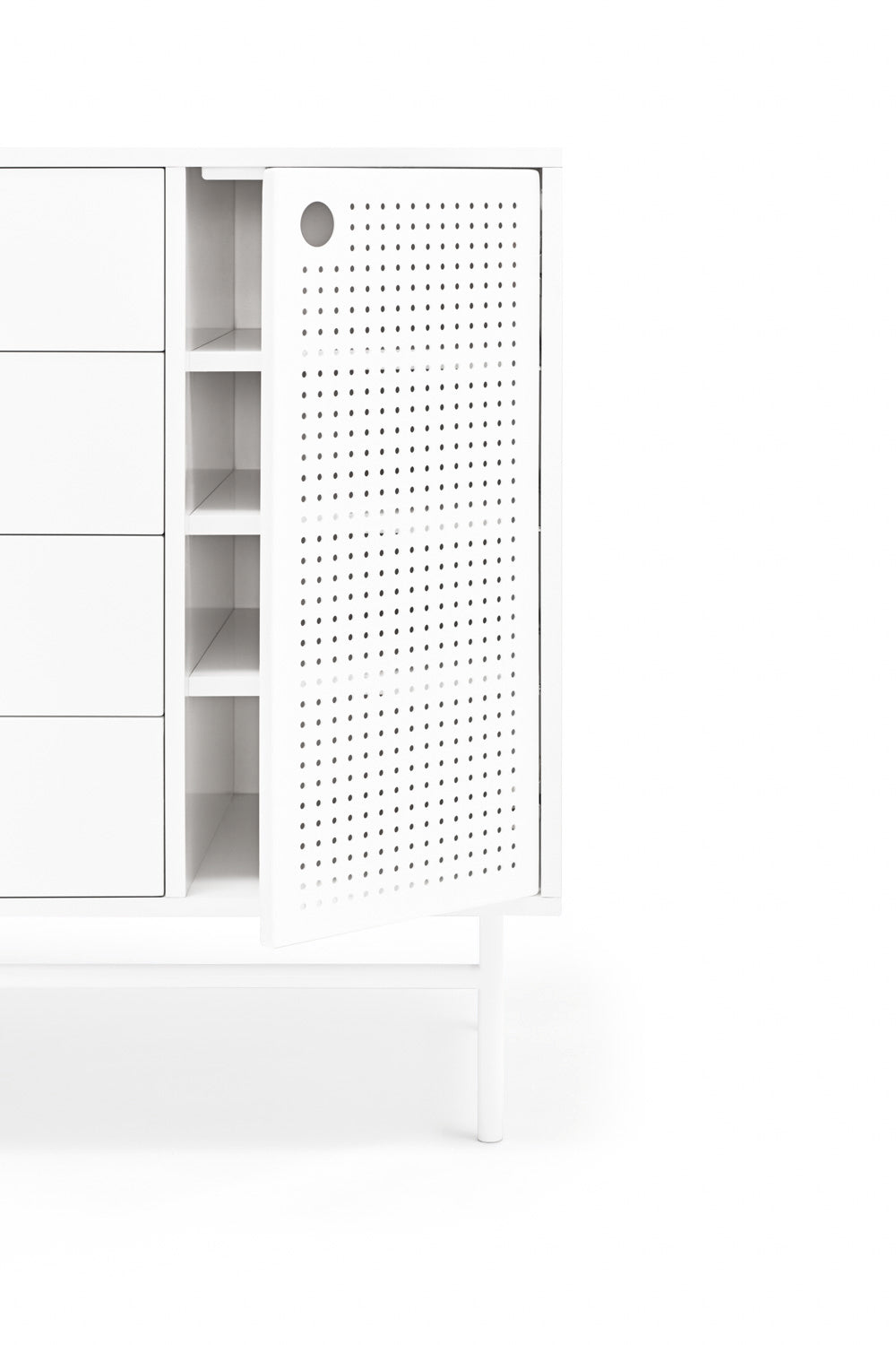Commode 4 tiroirs 1 porte 97x45 cm Punto de Teulat blanche