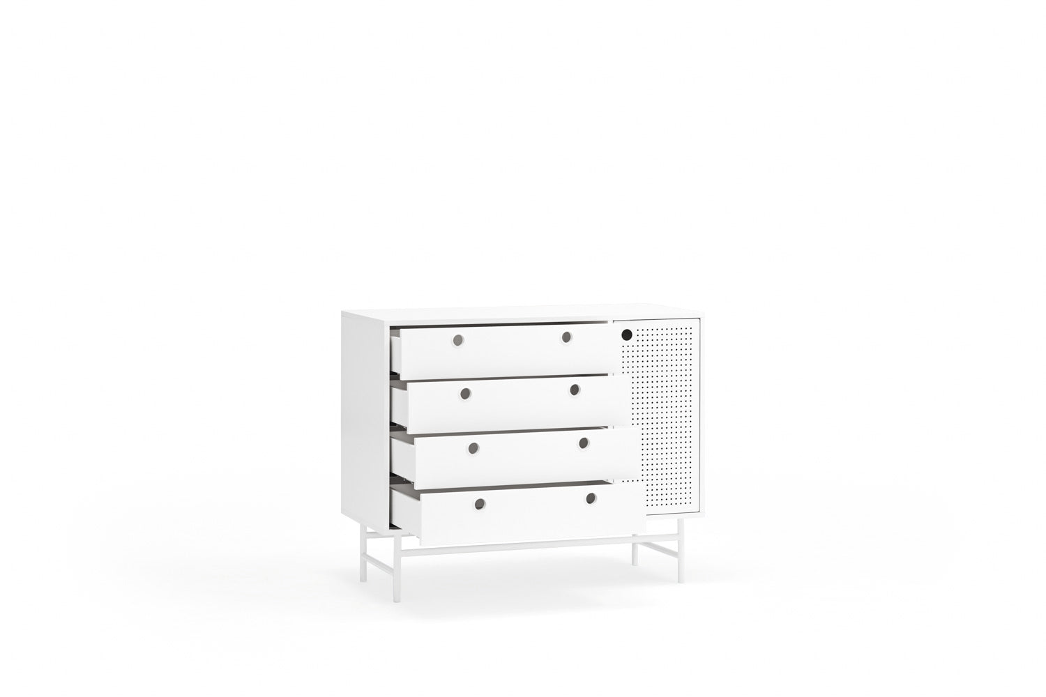 Commode 4 tiroirs 1 porte 97x45 cm Punto de Teulat blanche