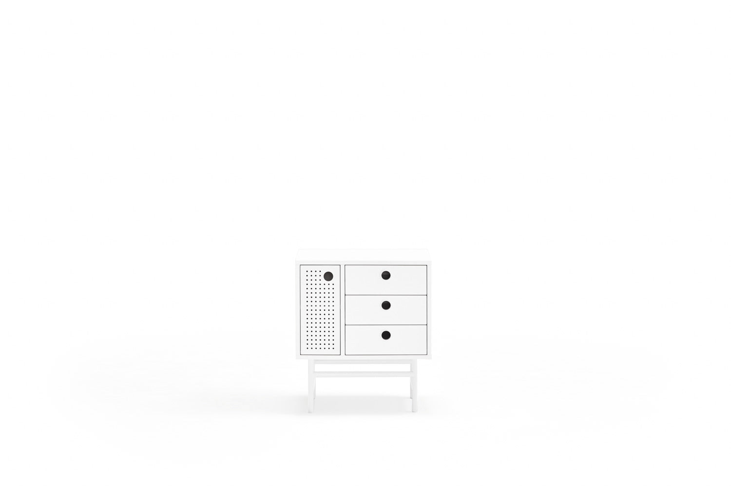 Table de chevet 3 tiroirs 1 porte 48x35 cm Punto de Teulat blanche