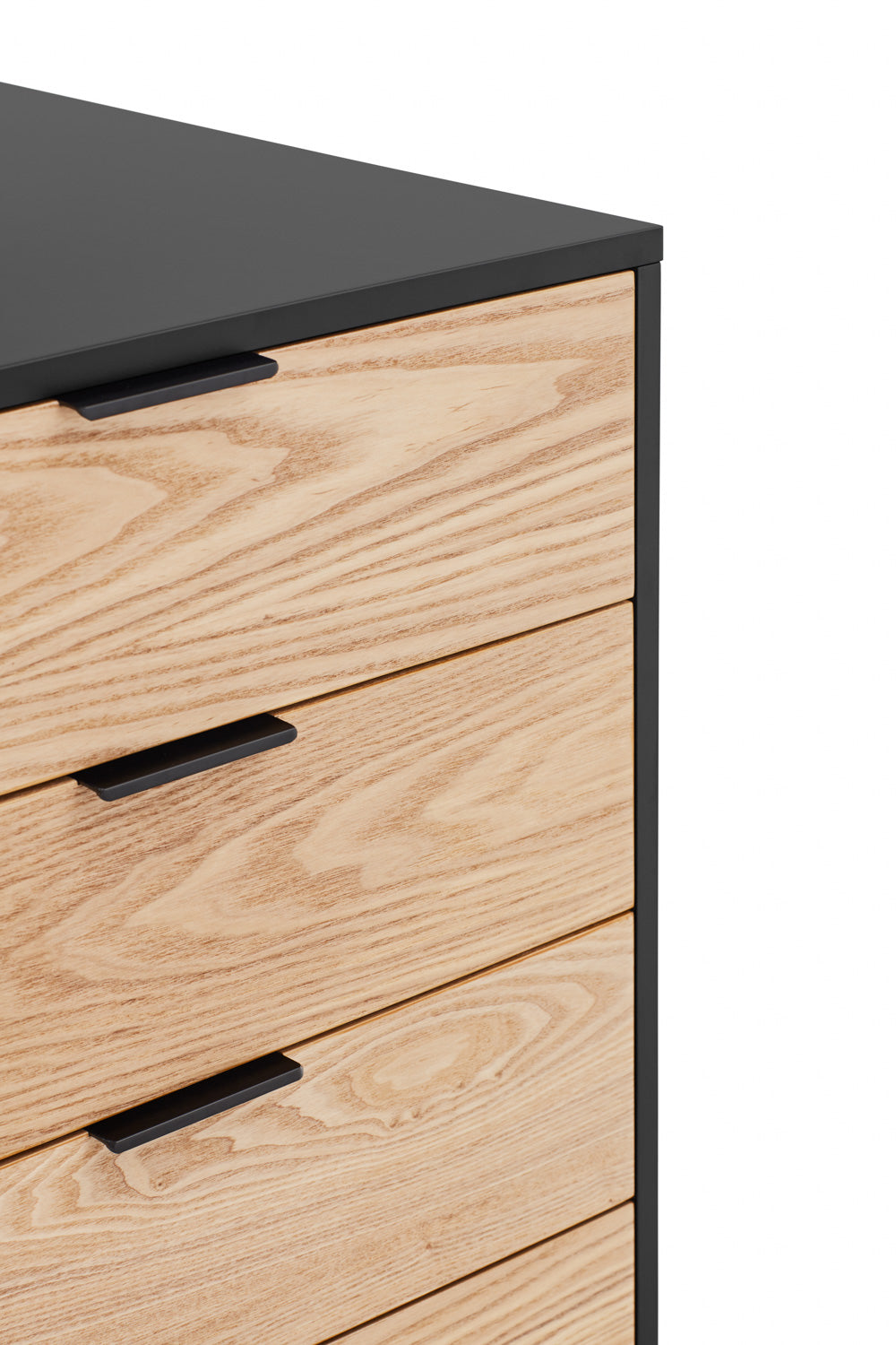Buffet 2 portes 4 tiroirs 160x47 cm Sierra de Teulat noir et chêne clair
