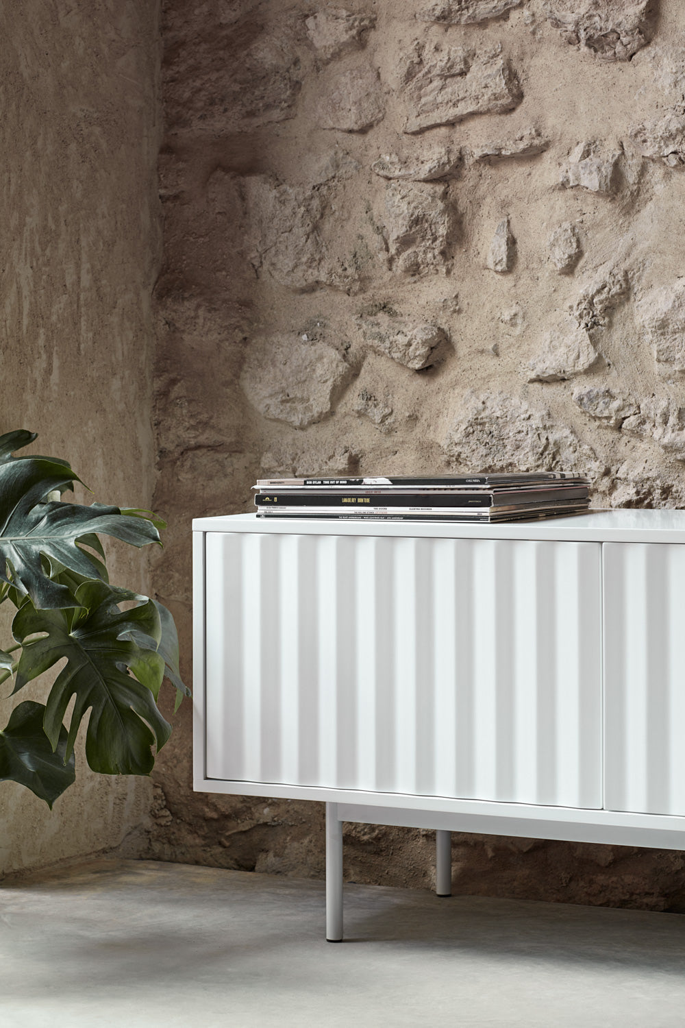 Meuble TV 2 portes à abattant 180x40 cm Sierra de Teulat blanc