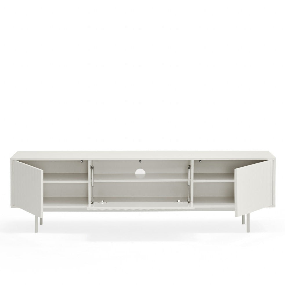Meuble TV 2 portes à abattant 180x40 cm Sierra de Teulat blanc