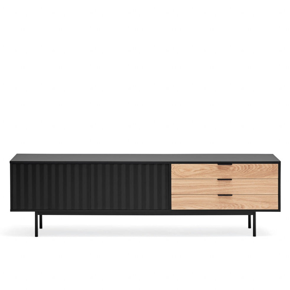 Meuble TV 180x40 cm Sierra de Teulat noir et chêne clair