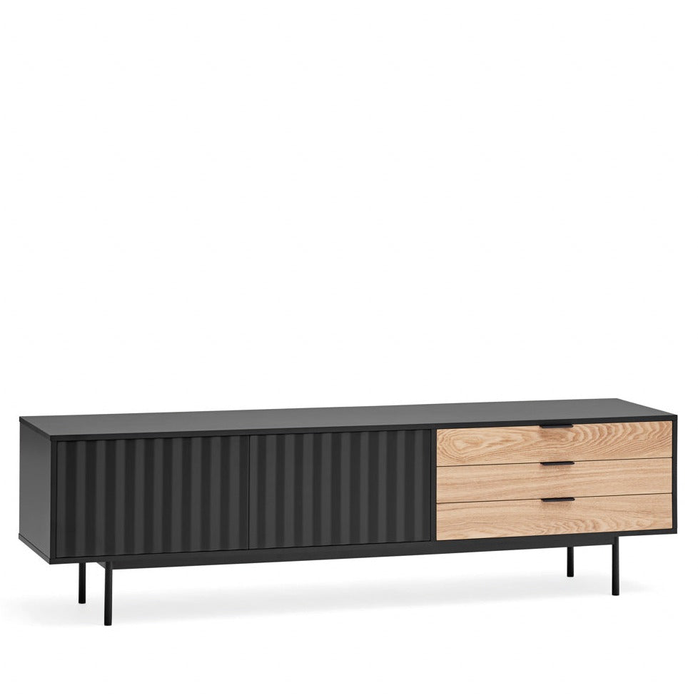 Meuble TV 180x40 cm Sierra de Teulat noir et chêne clair