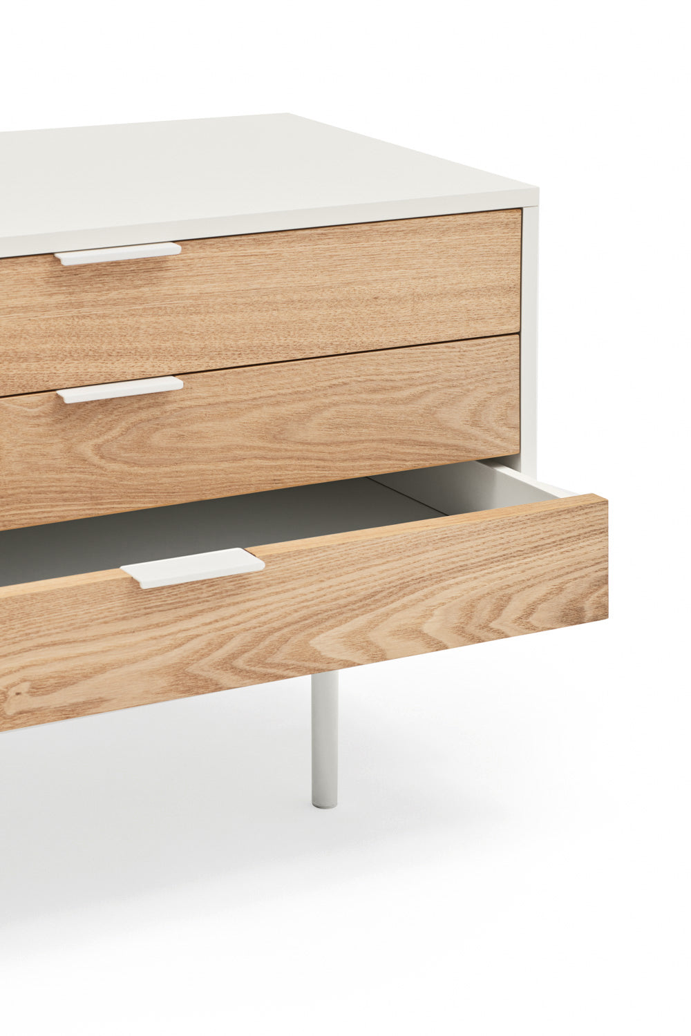 Meuble TV 180x40 cm Sierra de Teulat blanc et chêne clair