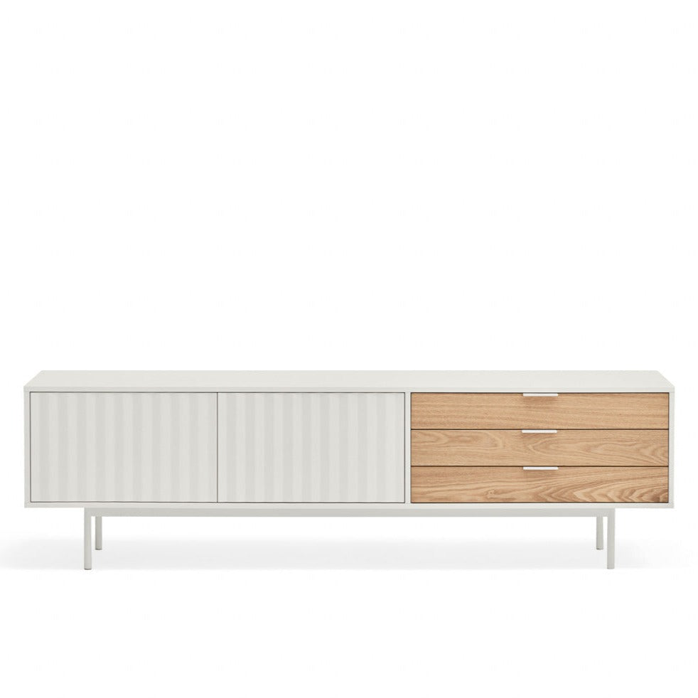 Meuble TV 180x40 cm Sierra de Teulat blanc et chêne clair