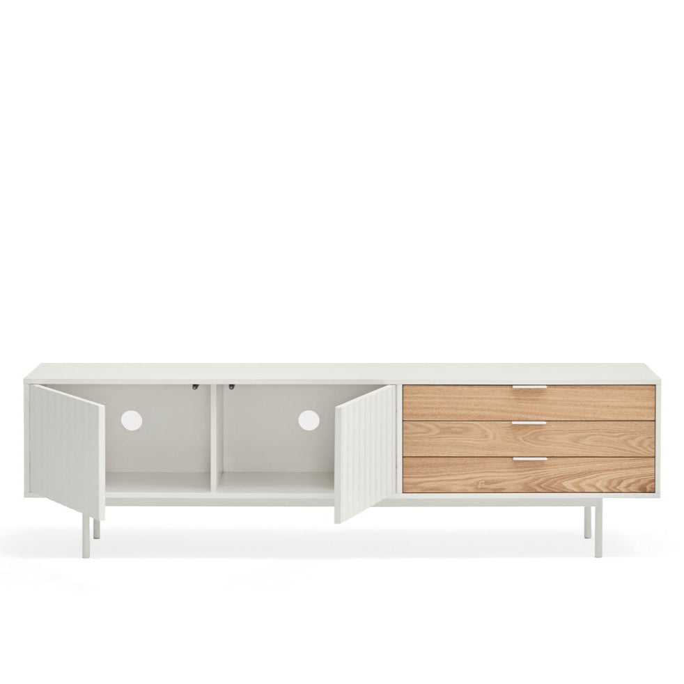 Meuble TV 180x40 cm Sierra de Teulat blanc et chêne clair