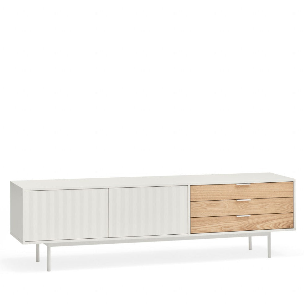 Meuble TV 180x40 cm Sierra de Teulat blanc et chêne clair