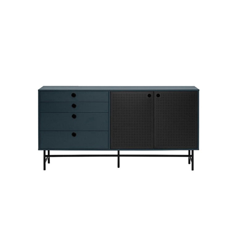 Buffet 4 tiroirs 2 portes 150x47 cm Punto de Teulat bleu