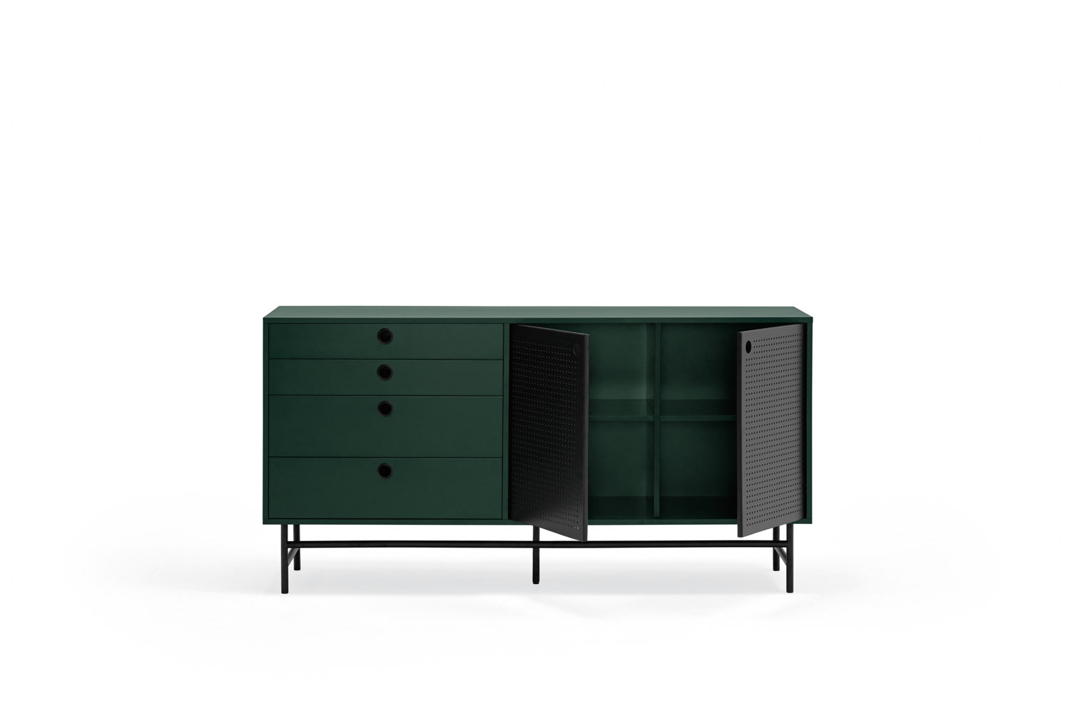 Buffet 4 tiroirs 2 portes 150x47 cm Punto de Teulat vert