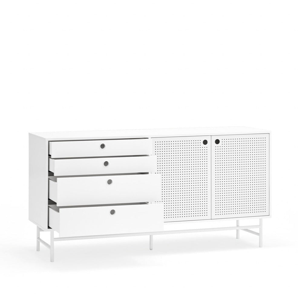 Buffet 4 tiroirs 2 portes 150x47 cm Punto de Teulat blanc