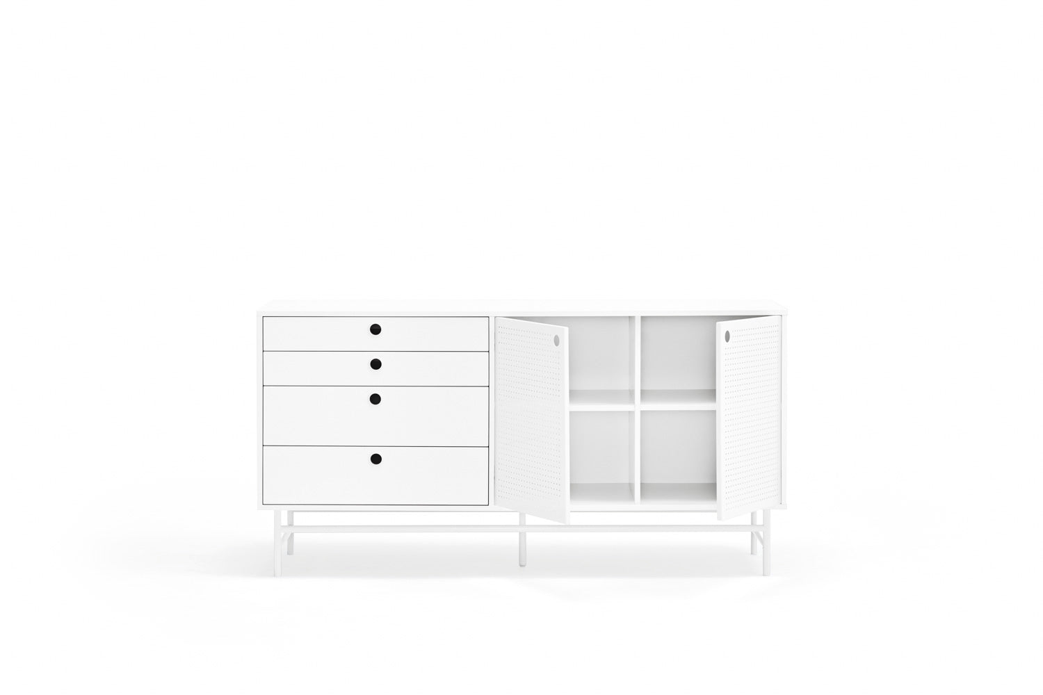 Buffet 4 tiroirs 2 portes 150x47 cm Punto de Teulat blanc