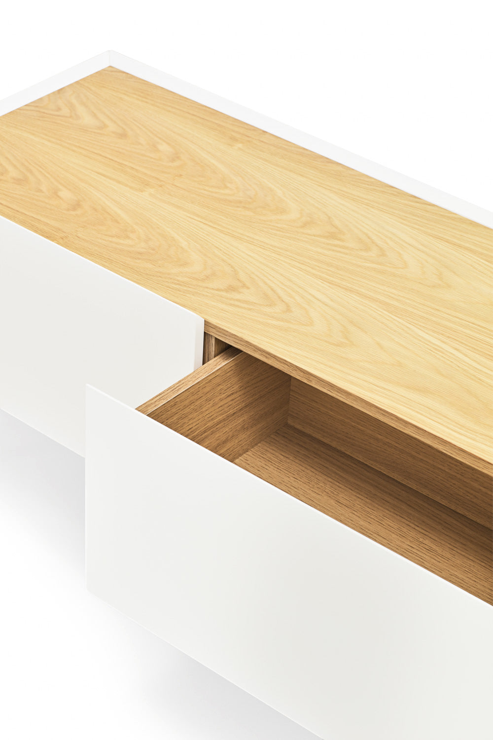 Meuble TV 2 tiroirs à abbattant 180x40 cm Arista de Teulat blanc