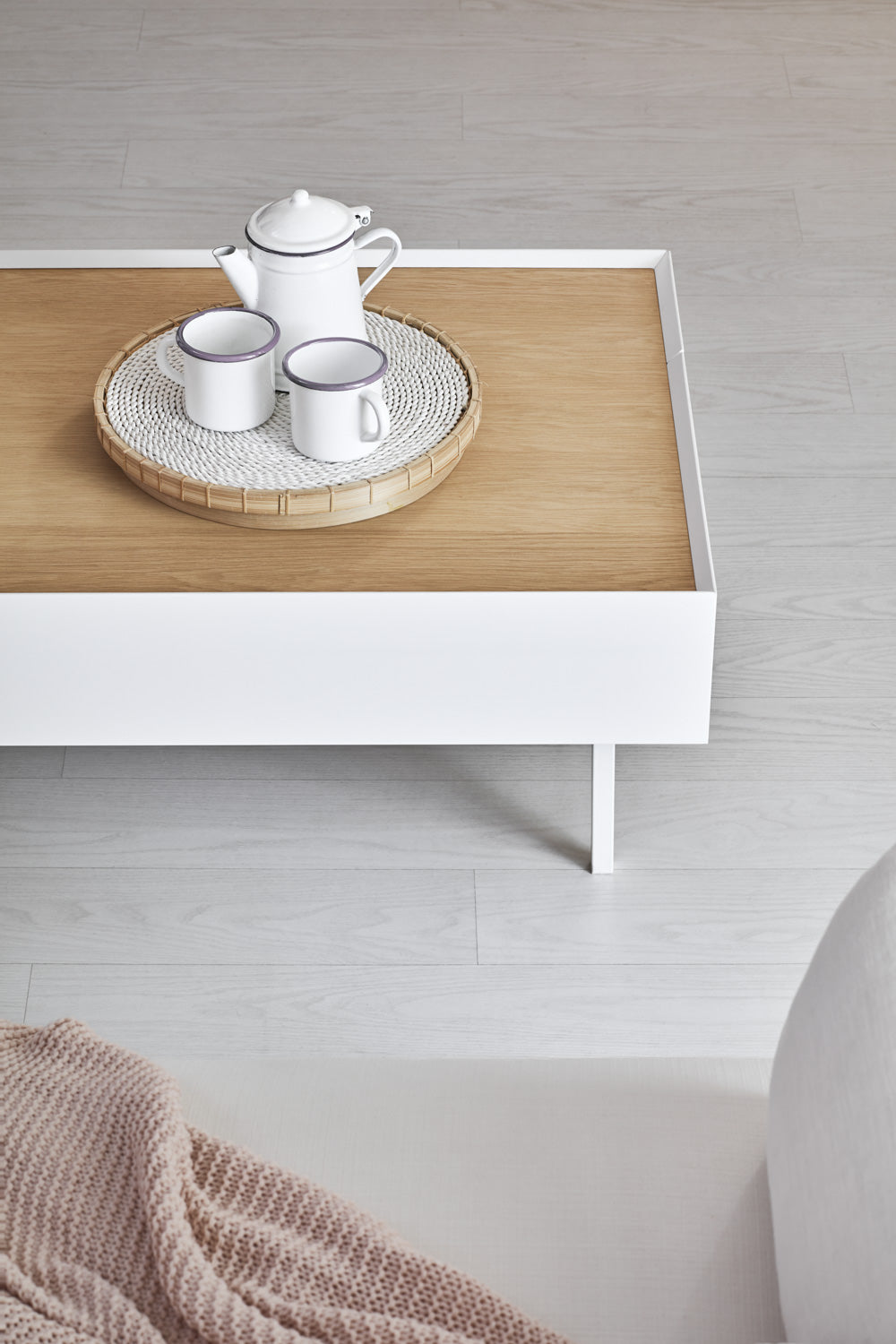 Table basse de salon rectangulaire 110x60 cm Arista de Teulat blanche