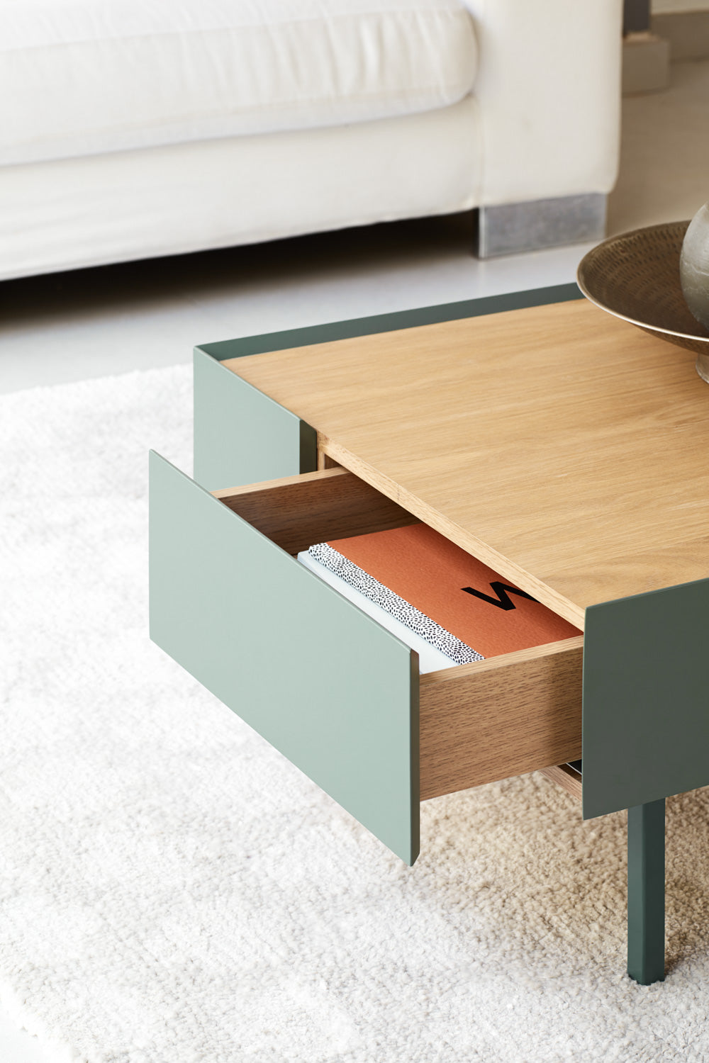 Table basse de salon 110x60 cm Arista Teulat vert