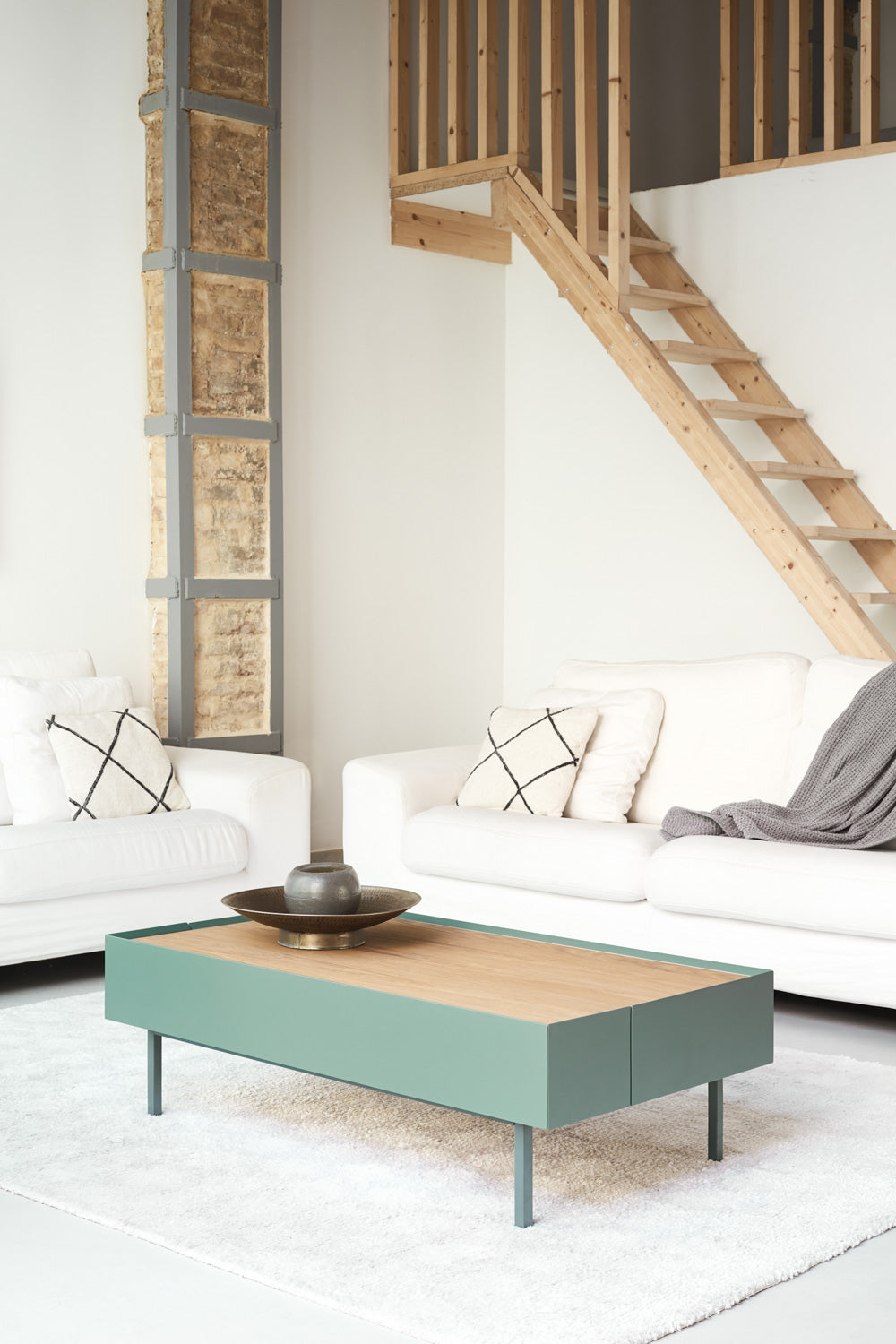 Table basse de salon 110x60 cm Arista Teulat vert