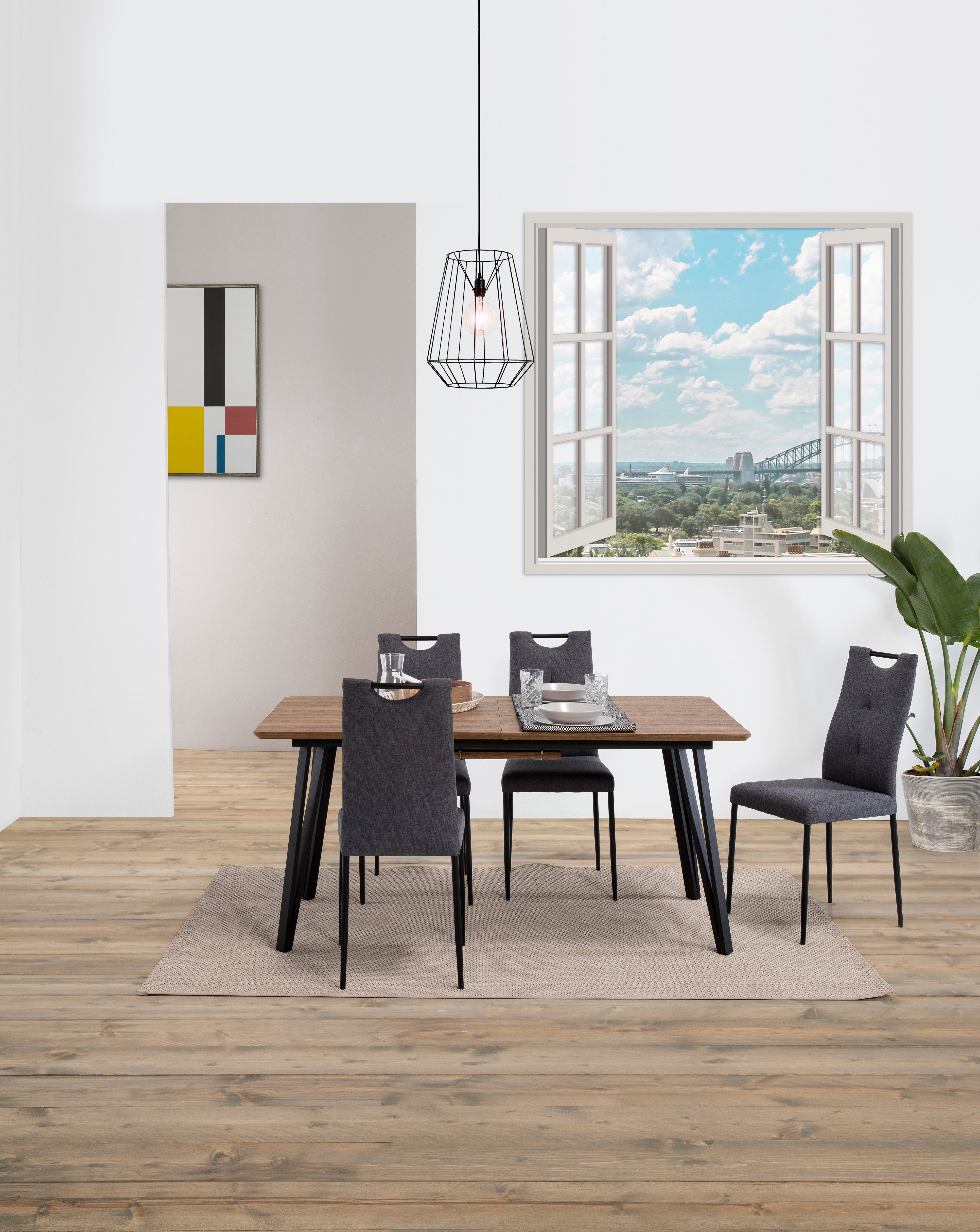 Table extensible jusqu'à 200 cm en bois de chêne foncé Sarno 140x90 cm