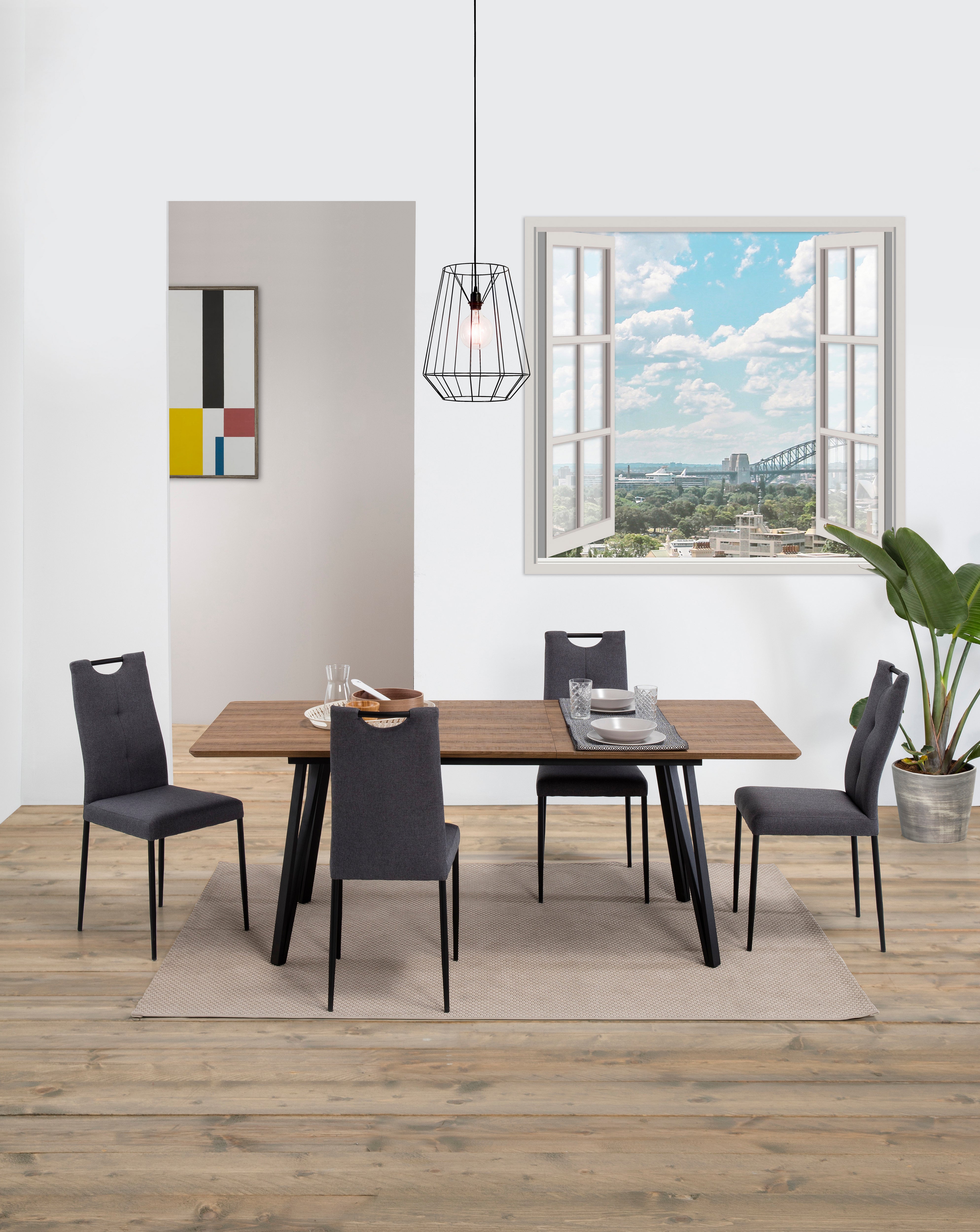 Table extensible jusqu'à 200 cm en bois de chêne foncé Sarno 140x90 cm