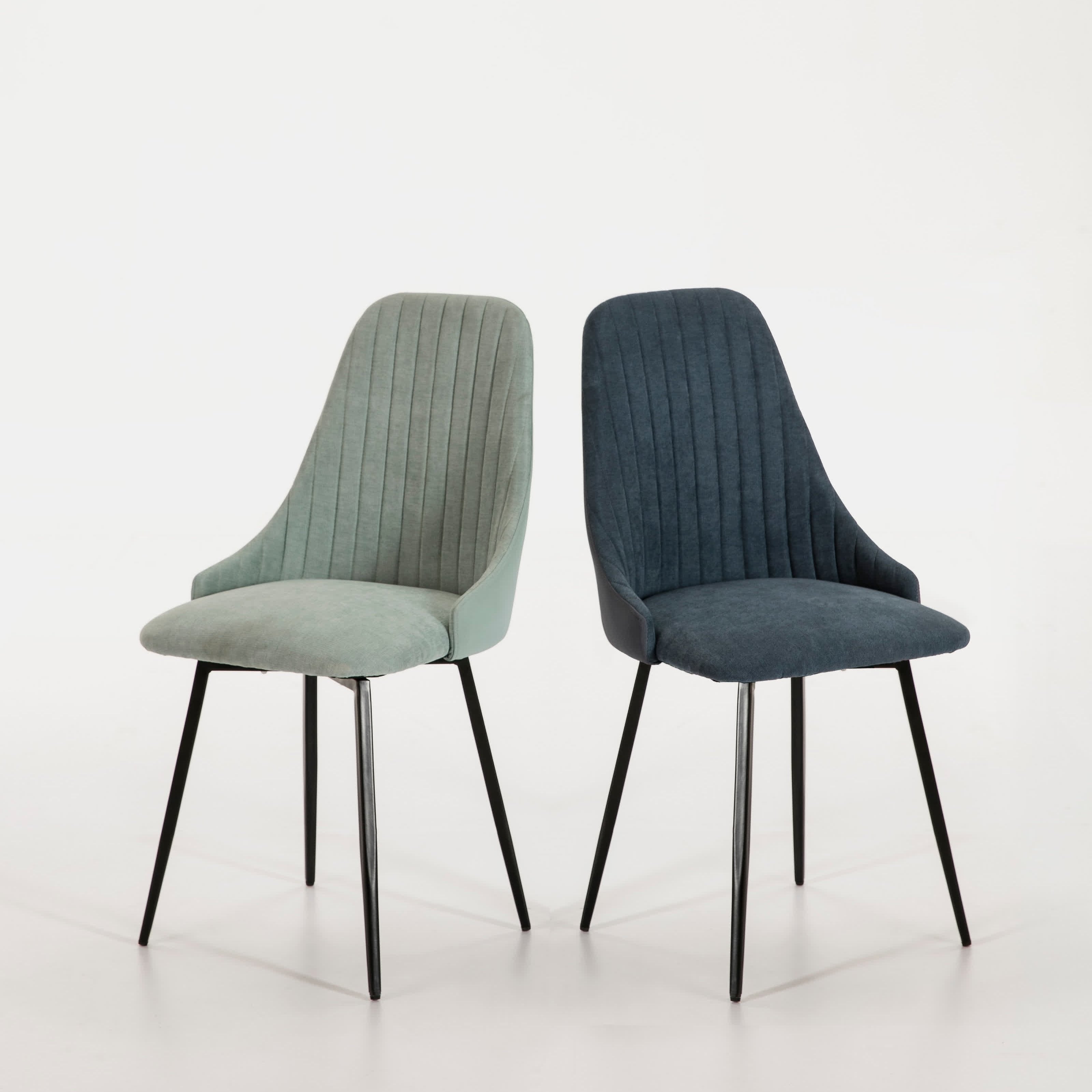 Set di 2 sedie in tessuto con gambe in metallo Elisa 43x44 h90 cm