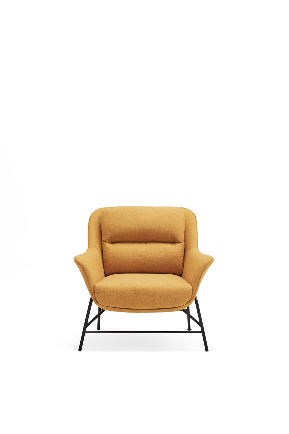 Fauteuil moderne 86x91 h43 cm Sadira avec accoudoirs en tissu moutarde