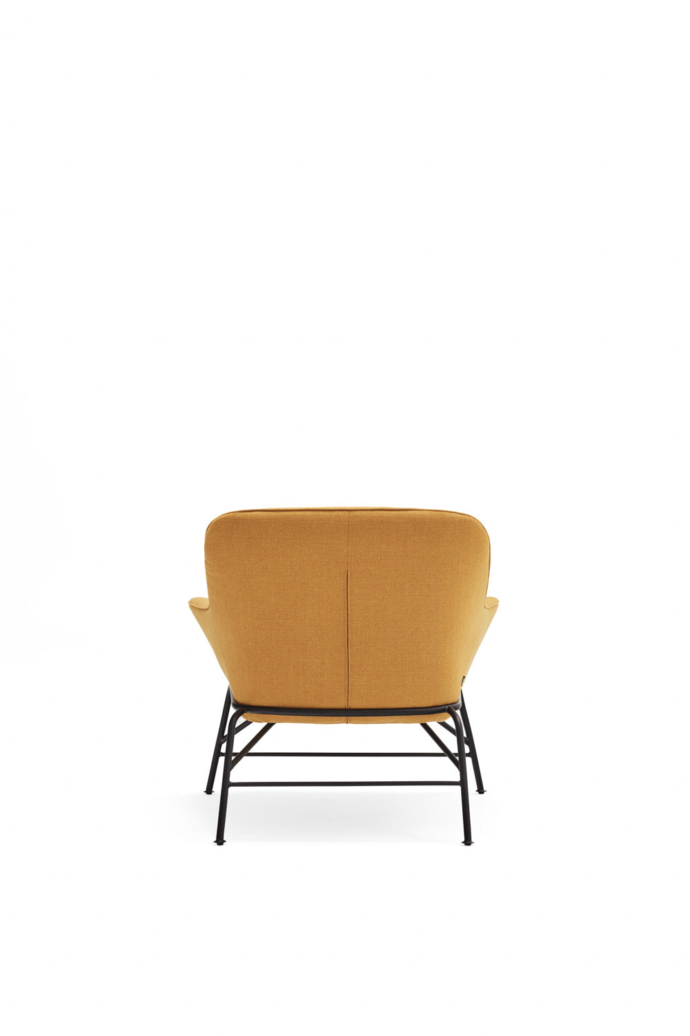 Fauteuil moderne 86x91 h43 cm Sadira avec accoudoirs en tissu moutarde