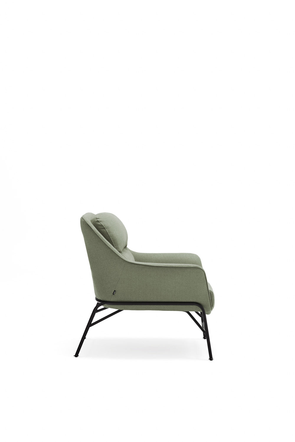 Fauteuil moderne Sadira avec accoudoirs en tissu vert