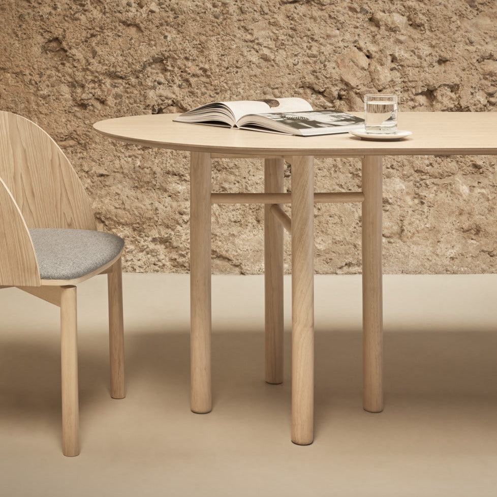 Lot de 2 chaises 50x78 h45 cm Dam en frêne naturel et assise gris clair