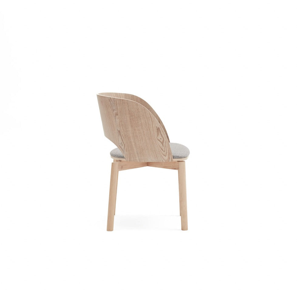 Lot de 2 chaises 50x78 h45 cm Dam en frêne naturel et assise gris clair