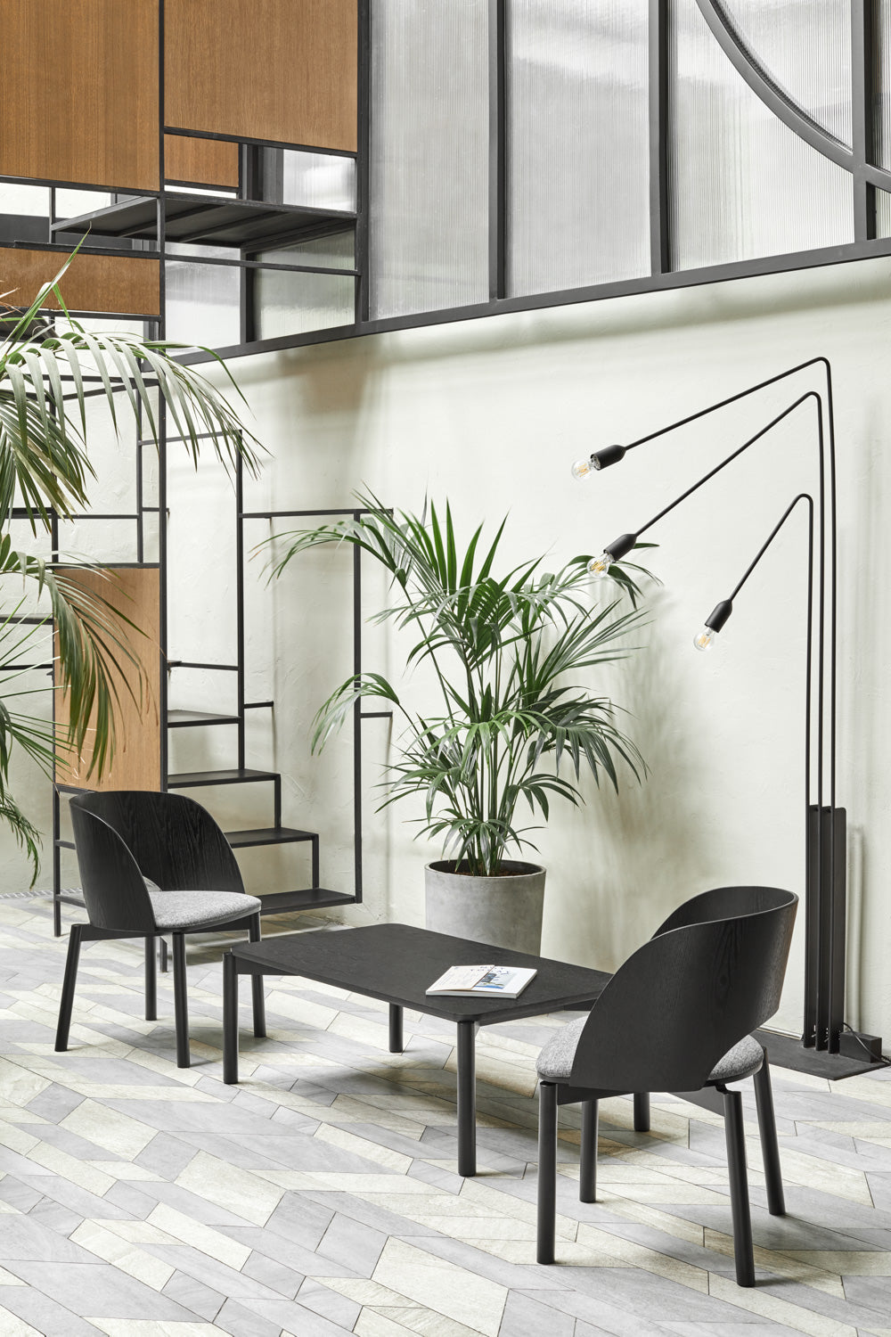 Lot de 2 chaises 50x78 h45 cm Dam en frêne noir