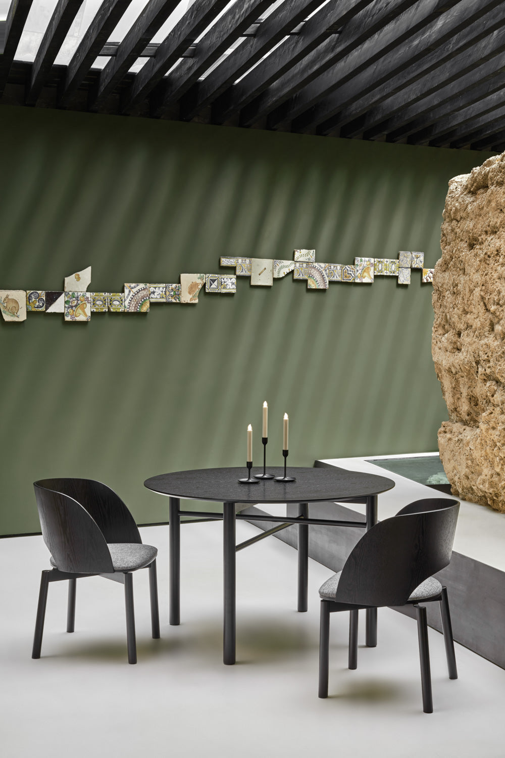 Lot de 2 chaises 50x78 h45 cm Dam en frêne noir