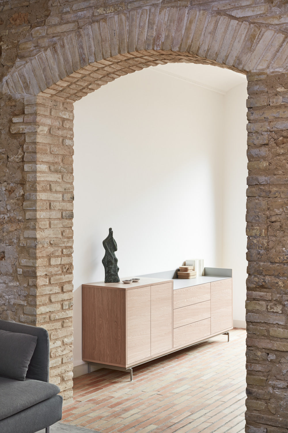 Buffet 3 portes 3 tiroirs 200x45 cm Valley de Teulat chêne/gris lumineux