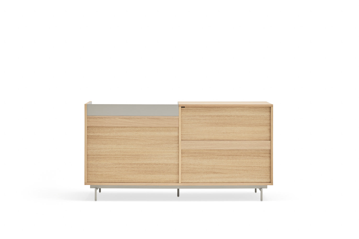 Buffet 3 tiroirs 2 portes 150x45 cm Valley de Teulat chêne/gris clair
