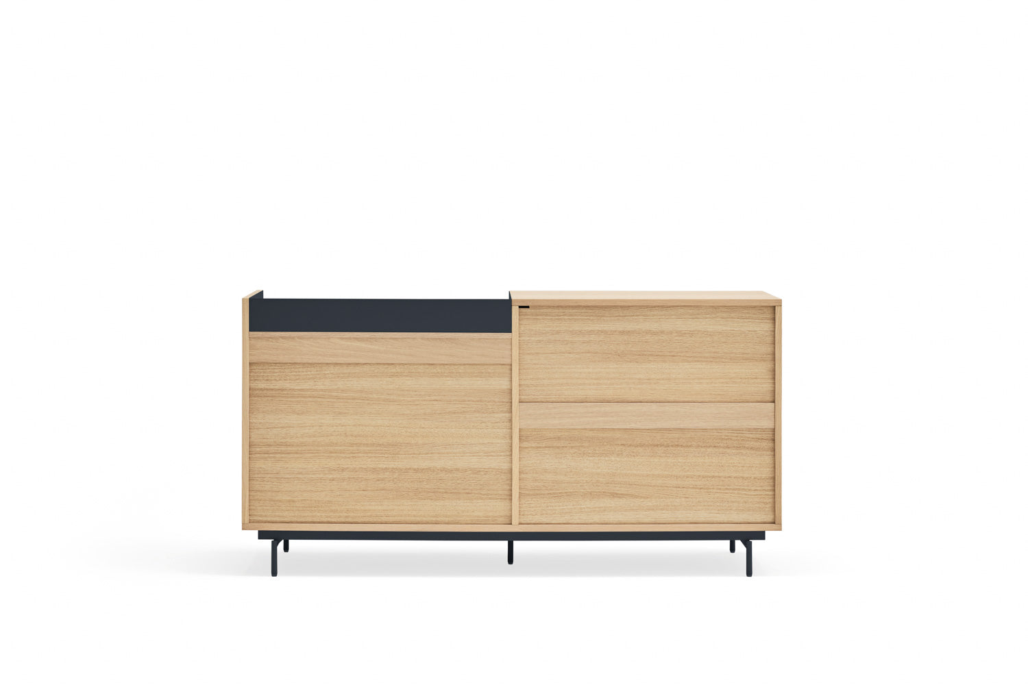 Buffet 3 tiroirs 2 portes 150x45 cm Valley de Teulat chêne/bleu