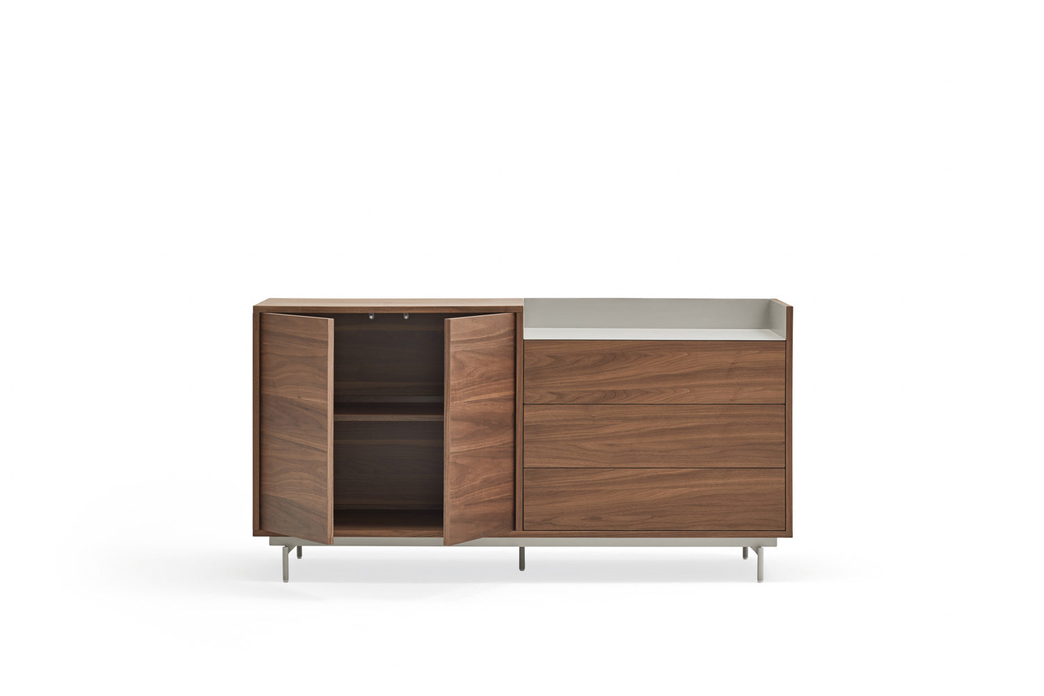 Buffet 3 tiroirs 2 portes 150x45 cm Valley de Teulat noyer/gris clair