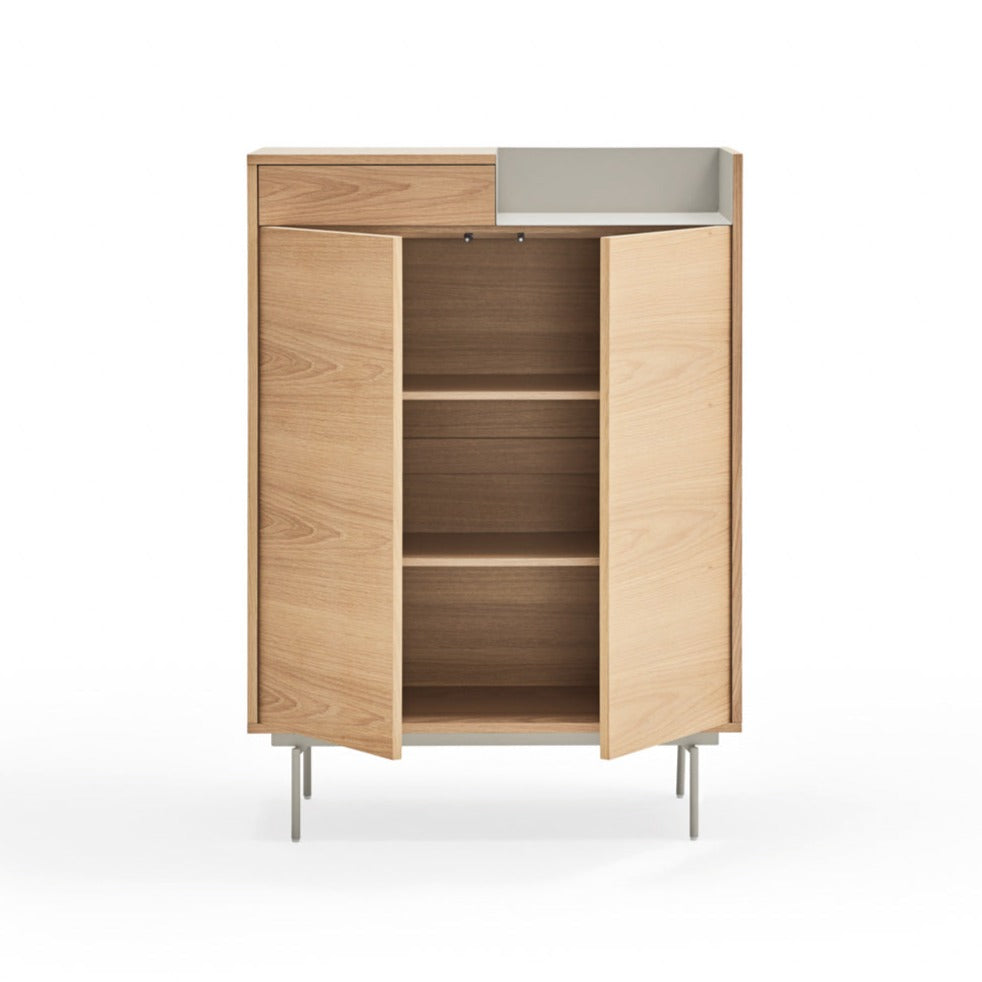 Buffet 2 portes 92x130 cm chêne/gris clair Valley de Teulat