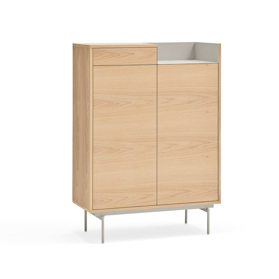 Buffet 2 portes 92x130 cm chêne/gris clair Valley de Teulat