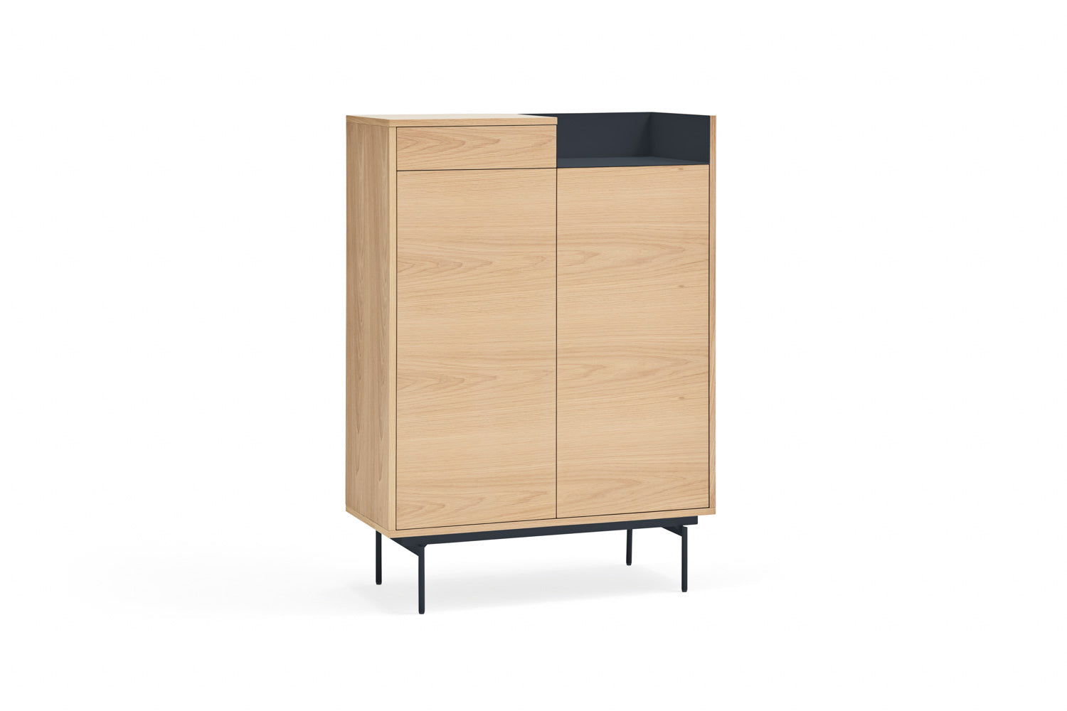 Buffet 2 portes 92x130 cm Valley de Teulat chêne/bleu